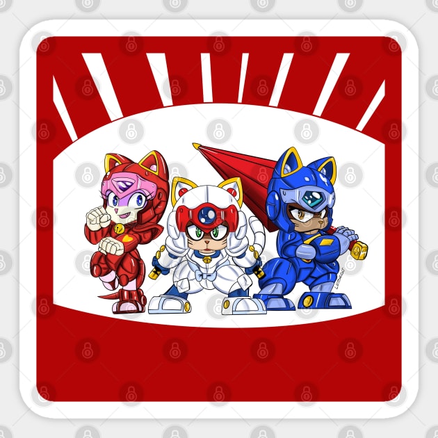 samurai pizza cats in colors in fun ecopop art Sticker by jorge_lebeau